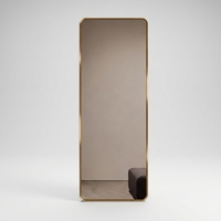 ECOLIVING Miroir sur pied Art Déco en métal, pleine longueur, 4 mm d'épaisseur, cadre noir arqué, éclairé, pliable, portable, incassable, pour mariage