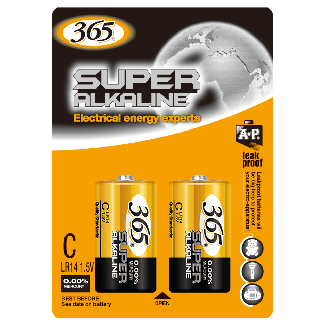 Super Alkaline Battery  C Size AM2 Lr14 Non Rechargeable Batteries 1.5Volt No.2 Battery Professional Manufacture