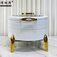 WINNERS Speisenwärmer Buffet Weiß und Gold Hydraulisch 304 Edelstahl Chafing Dish für Restaurant & Hochzeit