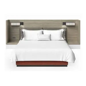 Springhill Suites 酒店定制简单室内装饰面料与实木酒店家具特大号床床头板