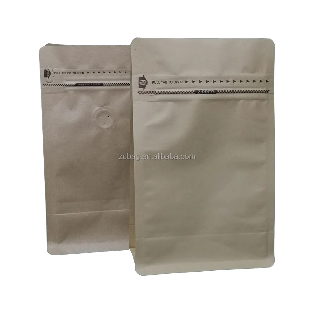 500グラムColorful Custom Printed Seal Brown Kraft Paper Square Resealable Zip Valve Foil Flat Bottom Flexible Coffee Packaging Bags