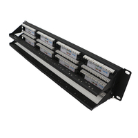 Panneau de brassage 48 ports RJ45 coloré pour montage en rack | 2U 19" Cat6/Cat5e UTP non blindé |   Gestion des câbles réseau pour les télécommunications