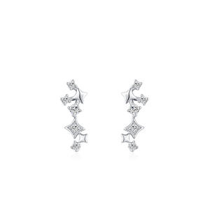 ต่างหูแบบยาวรูปดาวใหญ่ประดับเพชรซิคอนทรงกลม เงินแท้ S925 รุ่นทองแดงปรับแต่งได้ - สำหรับผู้หญิงโดยเฉพาะ - Product Image 1