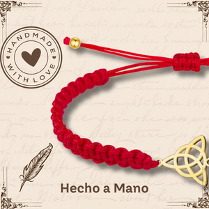 Destiny สร้อยข้อมือลูกปัดสีแดงกับสีทองสแตนเลสดอกบัวสไตล์น่ารักสำหรับโชคและการป้องกัน - Product Image 3