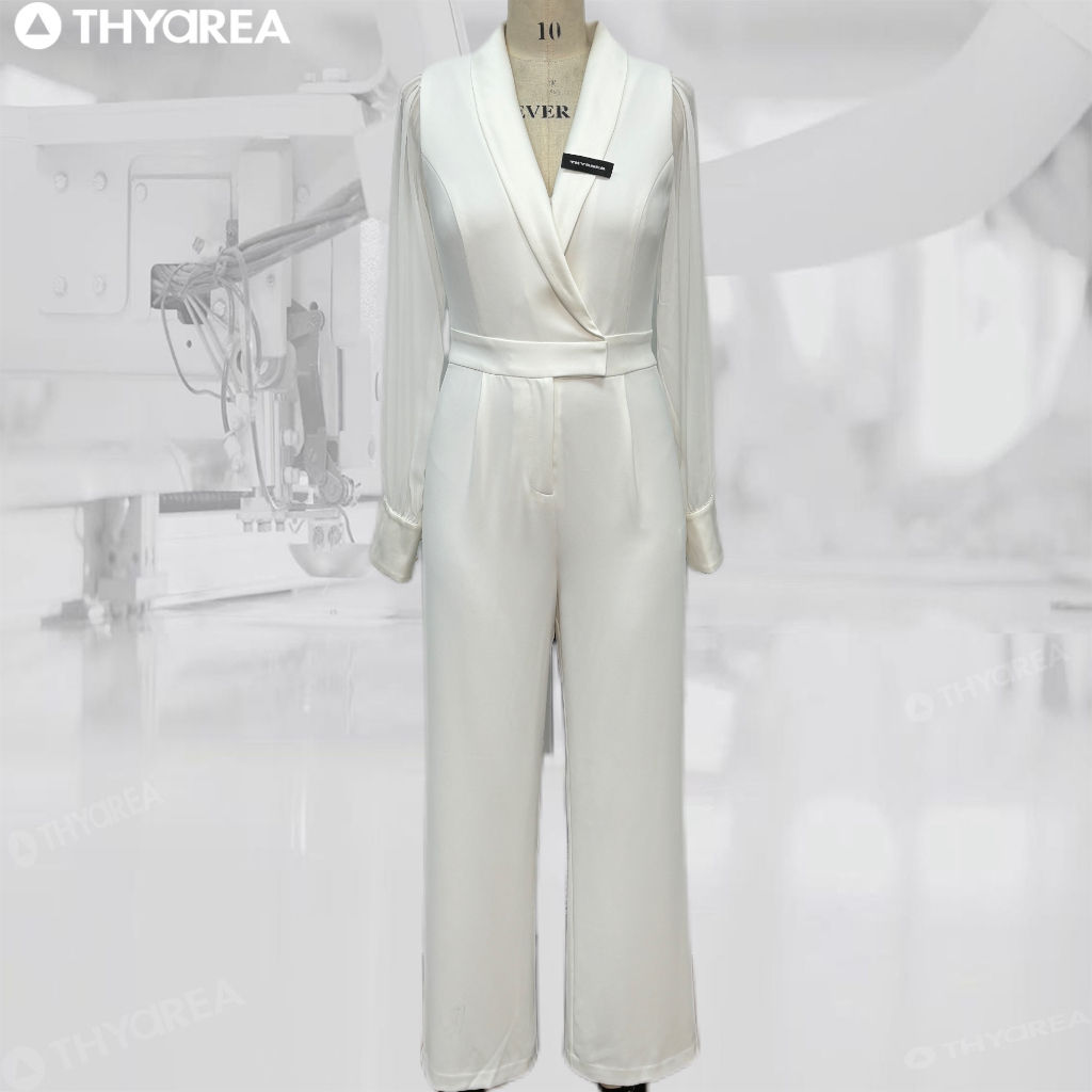 White Turtleneck Jumpsuits Elegant One-piece Clothing