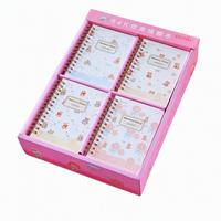 DEPAI 64K Carnet à spirale mignon motif ours de dessin animé et fleurs, dorure à chaud, 80 feuilles, papier ligné 80 g/m², mini journal de poche pour enfants