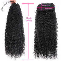 En gros Noir Long Bouclés Ondulés Cordon Queue De Cheval Avec Peigne Invisible Synthétique Naturel Ondulé Extension De Cheveux Pour Les Femmes