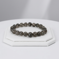 Bracelet en argent avec perles de rutile noir, style bohème, minimaliste, à porter au quotidien, bijoux unisexes