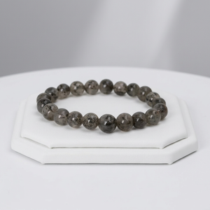 Bracelet en argent avec perles de rutile noir, style bohème, minimaliste, à porter au quotidien, bijoux unisexes - Product Image 1