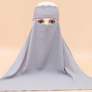 Color sólido Nida musulmán Arabia Saudita Niqab Hijab velo accesorio elegante Hijab cara completa cubierta Hijab velo - Product Image 3
