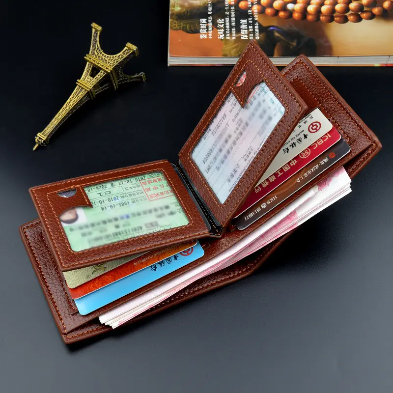 Portefeuille de permis de conduire pour hommes, rétro et souple, en cuir PU, cartes multiples, court