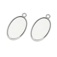 Plateau en acier inoxydable pour pierres précieuses, pour la création de pendentifs ovales et rectangulaires en forme de goutte d'eau, composants de bijoux DIY