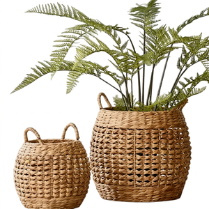 Panier à fleurs en rotin torsadé naturel, écologique et durable, style moderne, fait main pour fleurs artificielles - Product Image 1