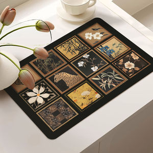 Tapete de Cocina Vintage con Diseño de Patchwork, 30x40cm 40x60cm, Antideslizante, Absorbente, para Fregadero, Rectangular, de Fibra de Poliéster - Product Image 4