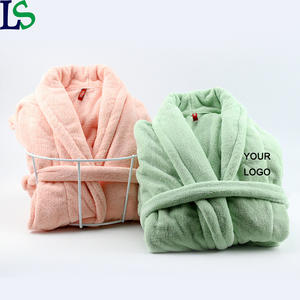 Meilleur prix doux microfibre femmes vêtements de nuit peignoir personnalisé brodé Logo corail polaire Robes - Product Image 1
