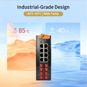 Switch Industrial Administrado SH LINK 4 SFP 8 RJ45 Lite, Fibra Monomodo de 20KM, 24Gbps, para Estaciones Base Rurales y de Montaña, QoS/LACP/VLAN - Product Image 1