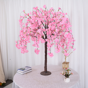 Décoration intérieure extérieure personnalisée Petit arbre de table Sakura Grand arbre à fleurs de cerisier ou de pêcher en plastique artificiel blanc rose - Product Image 6