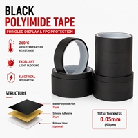 Ruban en polyimide noir GOC PI2525-B, 50 microns, 6 kV, haute température, 30 m de long, pour la protection et l'isolation des composants électroniques