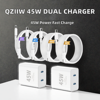 QZIIW untuk 17/16/15 Pro Max 45W Pengisi Daya Cepat USB-C Port Ganda [2-Pack] Kabel Adaptor Cepat PD 3.0 3/6/10FT untuk IPad/