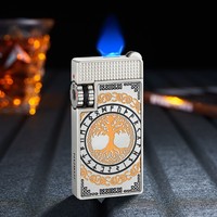 Briquet vintage en métal coupe-vent au design classique avec meule à silex, rechargeable au gaz butane, cadeau pour homme