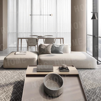 Sofa Italia minimalis besar datar, ruang tamu dua sisi Multi kursi dengan sandaran yang dapat diperpanjang, kain kreatif untuk vila