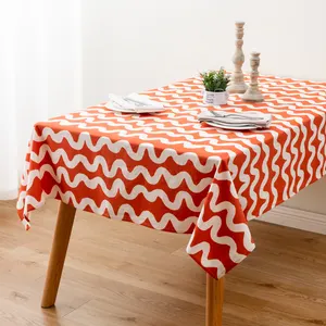 Linen Damask Heavy Weight Printed Tablecloth For Kitchen Home Dinning Tabletop Wedding Party Rectangle