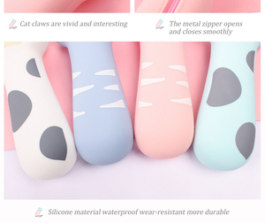 Silicone Pencil Bags Cat Paw Shaped <b>Pen</b> Bag Zippered Pencil Case Cartoon Cosmetic Brushes Holder Bags Stationery Supplies for of - Product Image 5