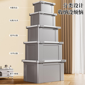 Clothing Organizer Storage Box Large Plastic With Lid Standing Type Solid Color Rectangle Shape For Home Use - Product Image 4