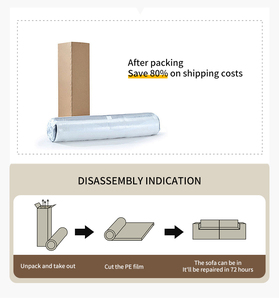 Canapé-lit sectionnel 3 places pliable en <span class=keywords><strong>tissu</strong></span> et éponge, idéal pour les petits espaces de bureau à domicile ou de chambre, collection 2025 - Product Image 6