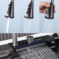 Évier de cuisine multifonctionnel à grande capacité avec écran LED numérique et cascade, pour le lavage des légumes de ferme, avec fonction de lavage des tasses