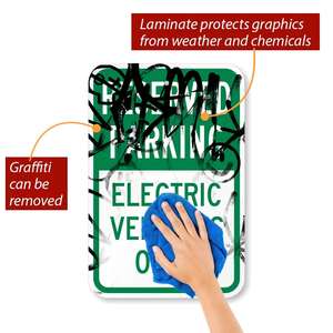 لوحة لافتات تحذير خارجية انعكاسية مخصصة للحظر لا يمكن وضع السيارات فيها لافتة فقط للمركبات الكهربائية لوحة تحذير خارجية من الألومنيوم - Product Image 5
