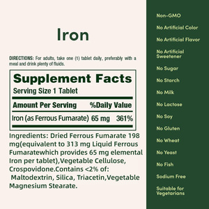 Fabricant de compléments de fer en marque blanche – Soutien énergétique cellulaire favorisant la production de globules rouges – 100 comprimés de fer - Product Image 3