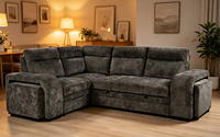 Canapé-lit futon deux places en tissu de style européen OEM en forme de L avec rangement, convertible en chaise longue, pour salon, mobilier de salon