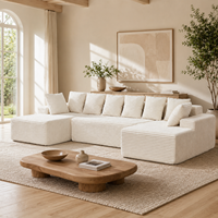 Canapé modulaire sectionnel OEM Cloud Couch, convertible en lit, de luxe, en forme de U, sans armature, compressé, pour appartement, décoration de salon, ODM