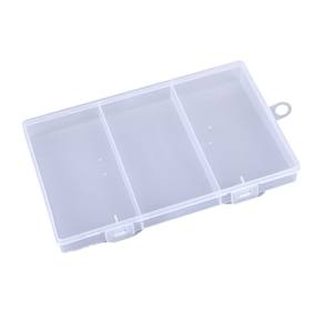 Boîte de rangement rectangulaire transparente à 3 compartiments pour cartes, pinces, plateau d'organisation anti-poussière avec couvercle - Product Image 5