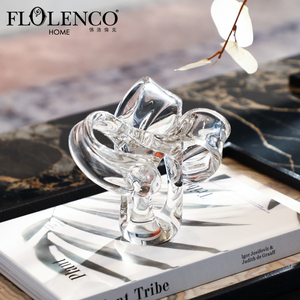 Flolenco Handmade Modern Luxury Dancing Liquid Heart Clear Crystal Glass Mushroom Vortex Art Crafts Private Label Christmas