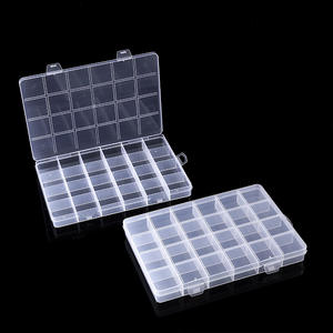 Caja de almacenamiento de plástico transparente con 24/28 compartimentos, organizador de cuentas y joyas, contenedor de escritorio para cuentas sueltas, bricolaje y ferretería - Product Image 3