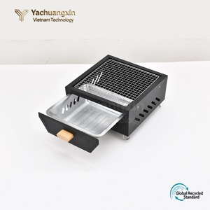 Estufa de carbón cuadrada de metal para acampar al aire libre con mango de madera y ranuras de ventilación para cocinar a la parrilla - Product Image 4