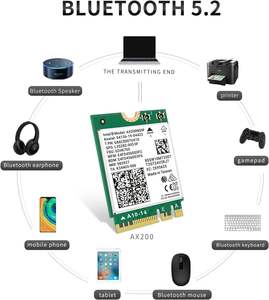 AX200NGW ไวไฟ<span class=keywords><strong>6</strong></span> (802.11ax) การ์ดเครือข่ายไร้สาย2.4 ghz/ 5GHz MU-MIMO ส่ง100M พลังงาน21W สำหรับพีซี/แล็ปท็อป Windows 10/11 - Product Image 3