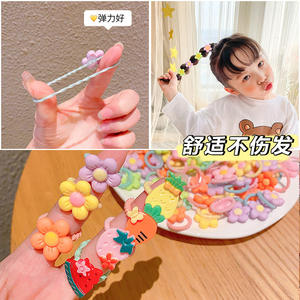 盒30儿童发带甜美树脂水果卡通系列弹性涤纶婴儿发带蝴蝶结图案女童发饰 - Product Image 5