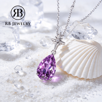 Collier pendentif en argent sterling 925 en forme de goutte d'eau, cadeau de luxe pour femmes, améthyste, à porter tous les jours