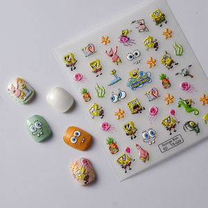 Simpatici cartoni animati <span class=keywords><strong>Spongebob</strong></span> <span class=keywords><strong>Squarepants</strong></span> 5d adesivi adesivi per unghie per manicure - Product Image 3