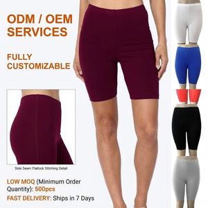 Shorts cyclistes brossés grande taille taille haute extensibles doux couleur noire pour femme, vêtements de sport, collants, shorts cyclistes en <span class=keywords><strong>coton</strong></span> ODM OEM - Product Image 1