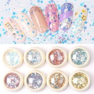 GREENKEM-juego de 8 cajas de polvo para Nail Art, adornos brillantes de sirena en polvo, purpurina holográfica rosa y dorada - Product Image 1