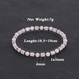 Bracciale Elastico con Perline Cilindriche in Pietra Naturale, Design Geometrico, <span class=keywords><strong>Occhio</strong></span> <span class=keywords><strong>di</strong></span> <span class=keywords><strong>Tigre</strong></span>, Avventurina Verde, <span class=keywords><strong>Quarzo</strong></span> Rosa, Gioielli Unisex alla Moda - Product Image 6