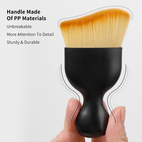 Portable Noir Incurvé Vegan Doux S Forme Fluffy Mélange Poils Synthétiques Blush Brosse Contour Fondation Kabuki Pinceau De Maquillage