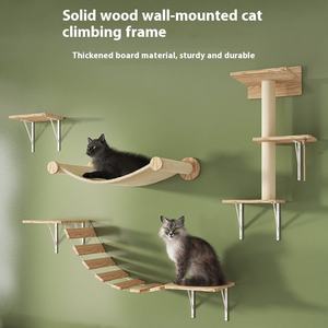 Disesuaikan Modern mainan hewan peliharaan kucing furnitur kayu terpasang kucing pemanjat Set 5 dinding terpasang kucing rak Dinding - Product Image 2