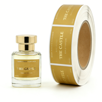 Autocollant personnalisé de luxe pour bouteille de parfum, avec estampage à chaud doré, adhésif, étanche, pour marque privée