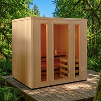 Cabina de Sauna Infrarroja de Madera Sólida Canadiense con Ventanas Transom, Panel de Control Computarizado, 220V, Modelo HOT 1 para 2 Personas