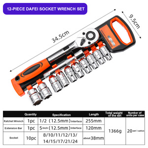 Jeu de clés à cliquet et douilles de 12 pièces avec fonction de dégagement rapide (prises 1/4 ", 3/8 ", 1/2 ") - Product Image 6